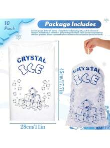 10pcs Transparent Drawstring Ice Cube Storage Bags, 8lbs PE Drawstring Ice Bags, Portable Outdoor Transport Freezer Bags, Reusable, Suitable For Outdoor Parties And Home Kitchens And Restaurant Freezers - View 5