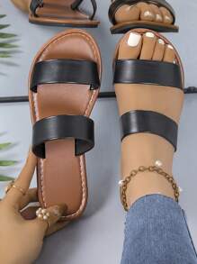 Sandales plates, confortables et antidérapantes pour femmes grandes tailles, imprimé léopard, pour l'extérieur, été