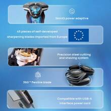 PHILIPS 電動刮鬍刀S5832 全機身防水 精鋼刀片 360°靈動刀頭 長效續航 動力自適應 乾濕兩用 USB充電 灰藍 - 商務灰藍 - 查看 3