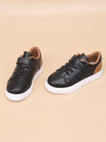 Kids' Casual Color Block Hook And Loop Closure Campus Style Fashion Sneakers - Black - View 6