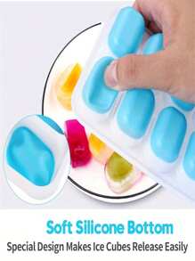 1/2/4pcs Silicone Ice Cube Trays, Easy Release & Flexible, 14-Cavity 4-Color Mixed With Anti-Spill Removable Lids, Stackable With Lid, Kitchen Accessories, Small Kitchen Tools