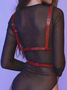 1 件女士红色性感哥特式抹胸短款上衣，适合夜店派对和庆典 - 紅色 - 查看 2