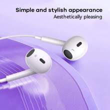 适用于 15/17 Air/16 Pro Max 的有线耳机，带按键音量控制，入耳式设计，USB-C 立体声音频，Type-C 接口，支持手机有线耳机、游戏耳机、语音通话降噪，兼容 15/16 Pro Max、三星 S24 S23 S22 S21 Ultra A54 A53 A55 Galaxy FE，以及大多数 USB-C/Type-C 接口设备。