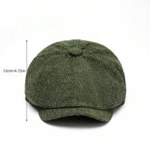 Retro British Plaid Octagonal Cap Men, Autumn/Winter Fashion Beret Cap, Korean Style Newsboy Hat