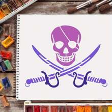 Skull Painting Stencil 11.6x8.3 Inch Plastic Pirate Drawing Stencils Reusable Stencils For Painting On Wood, Floor, Wall And Fabric