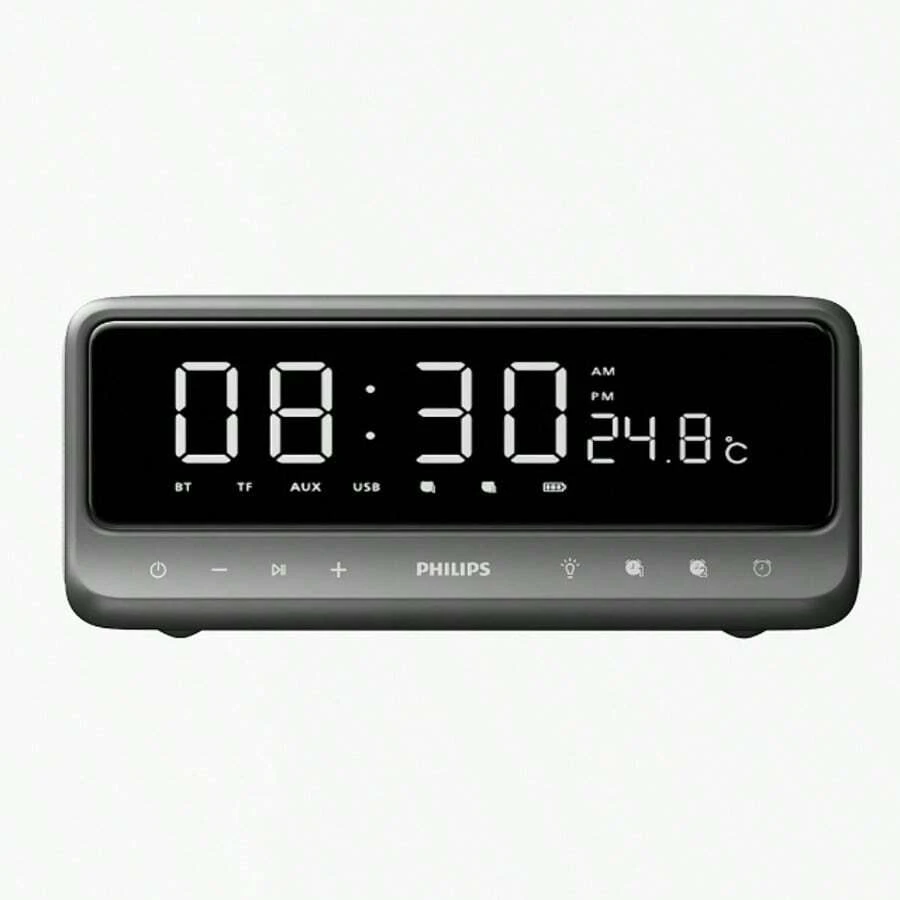 PHILIPS 時鐘鬧鐘藍牙音箱TAS3609 低音振膜 藍牙V5.3 全觸控介面 柔和夜光 雙喇叭立體聲 LED時鐘顯示 大容量電池 太空灰 - 太空灰 - 查看 1