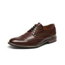 Business Men's Comfortable And Durable Lace-Up Formal Oxford Shoes - Rust Brown - View 5