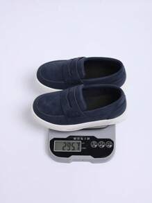 Kids Anti-Slip Classic Fashion Flat Shoes, PU Soft Gradient Color Slip-On Boys Casual Moccasins, Vivid Minimalist Comfortable Breathable Non-Slip Easy-On Loafers For Boys And Girls Students - Navy Blue - View 3