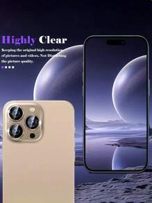 2 Packs IPhone 16 Pro Max/16 Pro/15 Pro Metal Ring Lens Tempered Glass Protective Film, 9H Hardness Ultra-High Definition, Anti-Scratch, Anti-Fingerprint, Easy To Install, Full Coverage Lens Protective Film