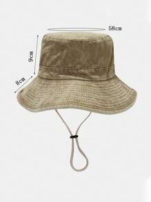 1PC Solid Color Wide-Brimmed Bucket Hat Casual Sports Sun Hat Adjustable Bucket Hat Outdoor Sports Gift - Khaki - View 3