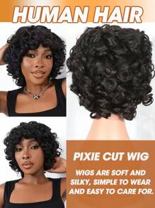 Sprężyste kręcone luźne kręcone maszynowo produkowane noszenie grzywki peruki z ludzkich włosów krótka peruka Pixie Cut maszynowo wykonane peruki idealne dla wszystkich kobiet