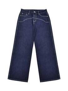 GlobeSwift Men's Relaxed Straight Washed Blue American Style Denim Jeans - Blue - View 5