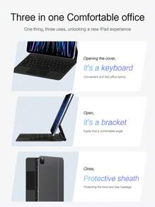 带背光和智能触控的磁性键盘，兼容 iPad Pro 11 英寸/12.9 英寸、iPad Air 5th/6th、iPad 10th 10.9 英寸（2018-2022 年），多语言（阿拉伯语、西班牙语、德语、法语、日语） - 黑色[德語] - 查看 4