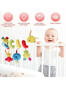Baby Stroller Hanging Toy, Cartoon Insect Rattle, Safe Plush Spiral Toy, Suitable For Boys And Girls. - Yellow - View 2