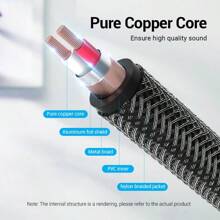 VENTION AUX 3.5mm 至 6.35mm 音频线 Hi-Fi 立体声 3.5mm 公头至 6.35mm 线 PVC+尼龙网状材质 兼容电脑、笔记本电脑、扬声器、手机、放大器、DVD、混音器、PS3/4、吉他、开关 - 灰色 - 查看 8