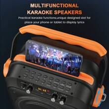 Máquina de karaoke JYX, sistema de karaoke con 2 micrófonos, máquina de karaoke portátil con 2 micrófonos inalámbricos, altavoz Bluetooth para adultos/niños con efectos de luz LED