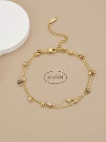 1pc Natural Stone Star & Stainless Steel Women Beach Anklet - Yellow Gold - View 3