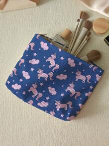 1 sztuka, śliczna kosmetyczka w kształcie jednorożca, duża kosmetyczka, wielofunkcyjna kosmetyczka z zamkiem błyskawicznym, kosmetyczka podróżna, kosmetyczka, prezent, przyjaciółka, dziewczyna, studentka, przechowywanie i przechowywanie biżuterii, wakacje/podróż