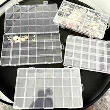 1pc 24 Grids Fixed Clear Plastic Storage Box, Transparent Jewelry Box For Jewelry Storage Beads Box, Partition Box With Lid Craft Supplies Small Tools - Storage Box - View 3