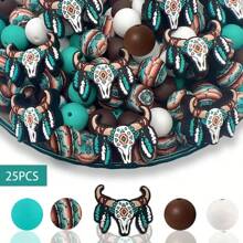 25/40/60pcs Royal Highland Cow Silicone Bead Kit, Suitable For DIY Crafts, Bracelets, Keychains And Jewelry Making - Silicone Material, Assorted Shapes And Sizes, Fashionable Animal Designs, Versatile Craft Kit - Retro Bull Head Set - View 13