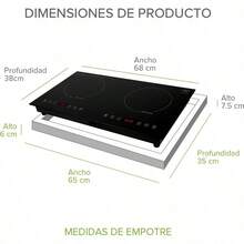AVERA Parrilla de Induccion Electrica de 2 Zonas 2000W, con Temporizador (Empótrala en Casa o Llévala a cualquier lugar) Seguridad, Pantalla LCD, Controles Touch, Portatil, Ahorro de Energia, PIV2 - Tipo de Enchufe A USA (110-127V) - Ver 2