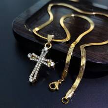 1-2pcs Cross/Star/Gold Stainless Steel Necklace, Personalized Design High-End Accessory, Suitable For Daily Wear, Music Festivals, Holidays And Gifts