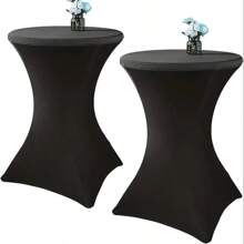 2pcs Table Cover Set, High Elasticity Quality Polyester Fabric, Easy To Clean & Machine Washable, Wrinkle Resistant, Fashionable & Elegant, Suitable For Party, Bar, Banquet, Indoor/Outdoor, Holiday