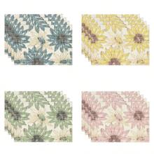 1pc/1set Sunflower Pattern Linen Placemats, Tablecloth And Table Runner Set, 12"X18"/13"X72" Seasonal Kitchen Dining Table Decor, Party & Home Decoration - Multicolor - View 10