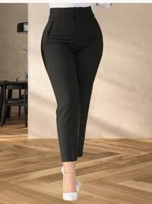 Pantalón con pinzas de cintura alta para dama