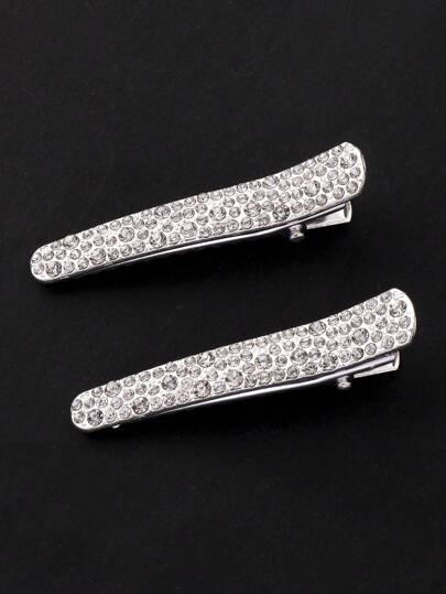 2pcs Korean Style Faux Pearl & Rhinestone Decorated Hair Clips, Hair Accessories,Hair Barrettes Claw Clips, School Stuff, Pearl Hair Accessories, Looks Of Party, Head Accessories, Hairpin