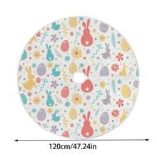Falda para árbol de Pascua con lindo conejito, huevo de Pascua y estampado floral. Ideal para decorar el hogar durante las fiestas. - Burdeos - Ver 7
