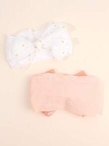 3pcs/Set Daisy Headbands, Cute Flower Bow Headband, White & Pink Chiffon Bow Hair Bands, Elastic Hair Ties, Children & Baby Hair Accessories - Multicolor - View 6