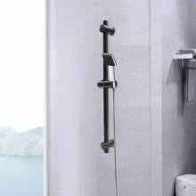 SENDERPICK Barra de ducha para duchas de mano, regulable en altura, soporte de cabezal de ducha de pared, acero inoxidable 66 cm para baño para un uste flexible (negro)