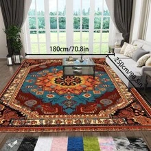 [Crystal Velvet 700g/㎡ Dotted Bottom 5mm Thickness] 1 Piece Bohemian Style Solid Color Carpet, Soft & Anti-Slip Washable Indoor & Outdoor Carpet For Living Room, Bedroom, Kitchen, Office, Home Decor Floral Entrance Rug, Large Size Minimalist Carpet