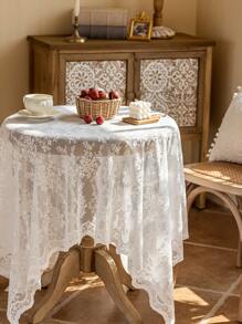 1 块白色蕾丝桌布，浪漫风格适合节日、聚会、宴会、餐厅、婚礼、家庭餐桌装饰