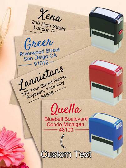 1 pieza Sello de dirección personalizado, Útiles escolares, Sello de dirección autoentelado personalizado, Sellos de goma personalizables, Sellos de tinta personalizados, Sellos personalizados para negocios, Sellos de negocios personalizados