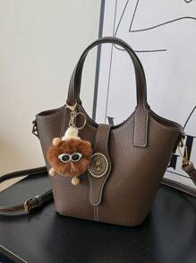 Bucket Bag, Fashionable Market Tote, Korean Style Shoulder Bag For Commuting & Shopping