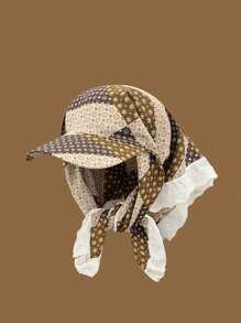 1pc Unisex Quick-Drying Leopard Diamond Lace Brim Cap Headwear Bandana Scarf Face Cover, Multifunctional Outdoor UV Protection Neck Gaiter Suitable For Hiking, Cycling, Casual, Beach, Daily Use