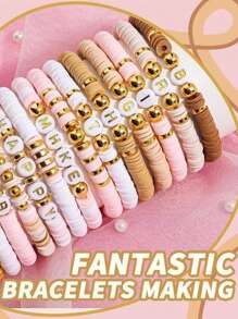 2400/4000PCS Clay Bead Bracelet Kit DIY Jewelry Making Kit Clay Beads Bracelet Making Kit, Flat Preppy Beads For Friendship Bracelets, Polymer Clay Beads Crafts Gifts - Polymer Clay - View 5