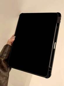 1 件优雅可爱蝴蝶与字母双面绘画设计 720 度旋转亚克力透明水晶背板防摔平板电脑保护壳带笔槽，兼容华为、iPad，节日礼物