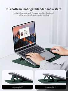 羊皮包裹的笔记本电脑包，配有多功能支架和加固的保护角