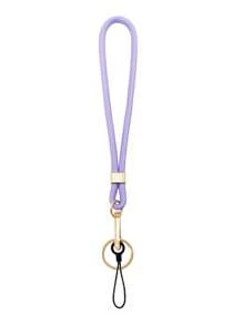 Cordón de nailon morado para el cuello para tarjetas de identificación, portabadges y llaves, con cuerda para teléfono celular, cordón lindo de muñeca para tarjetas de crédito, pase, accesorios con dije para teléfono celular, con un llavero de metal, excelentes regalos para mujeres, hombres, personal, estudiantes, maestros, amigos