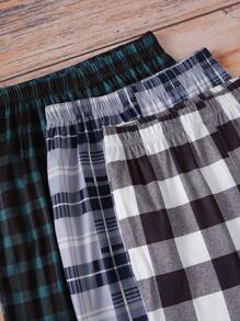 3pcs Men's Plaid Casual Lounge Pants, Pajamas Bottoms - Multicolor - View 5