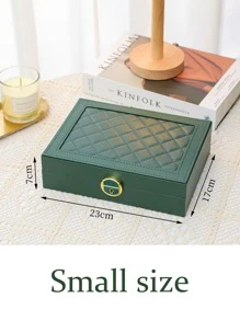 1/2/3 层带锁珠宝盒，项链、戒指、耳环展示珠宝收纳盒 - 綠色 - 查看 7