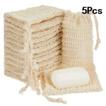 1/5 件装肥皂袋、香皂袋、剑麻肥皂袋网眼用于去角质、沐浴、擦洗