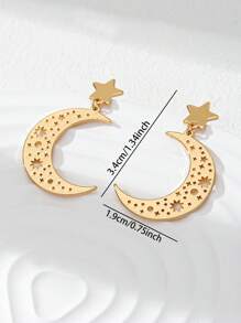 1 Pair Hollow Design Moon Star Earring Middle East Style Starburst Moon Earrings Jewelry