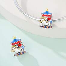 1 件热气球熊小丑松鼠马戏团猴子摩天轮熊兔子花环猫相框树懒玫瑰熊南瓜车海洋玫瑰公主吊坠适合蛇手链项链钥匙扣镀银吊坠珠适合 DIY 珠宝制作礼物日常佩戴 - W-PAC1534 - 查看 11