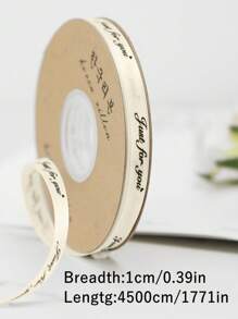 1cm Polyester Ribbon With English Letter Print Gift Wrapping Ribbon For Various Occasions Such As Flower Arrangement, Gift Packaging, Decoration, Etc. Mother's Day, Valentine's Day, Satin Ribbon - Beige - View 9