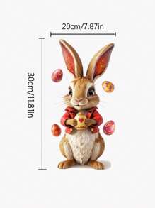 1 pieza Pegatinas de ventana con diseños de conejo de Pascua y huevos de colores, pegatinas de PVC con pintura electrostática de doble cara, diseño de lindo conejo de dibujos animados, adecuado para decoración del hogar de primavera