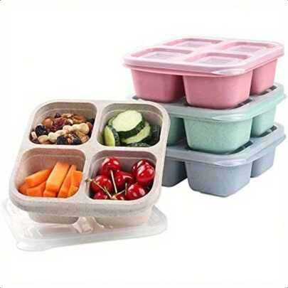 4-Compartment Snack Container, With 4 Detachable Compartments Lunchbox Container, Reusable Meal Prep Snack Container, Snack Lunch Box, Separated Fast Food Box, Suitable For Teenagers And Workers In Schools, Cafeterias, Homes And Camping